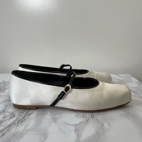 Reformation Womens Mariella Mary Jane Ballet Flats Size 5.5 Black White Minimal - Picture 5 of 15